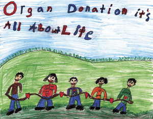 Organ Donor Poster Winner for 2004. Poster title is Be an Organ Donor and be a Hero.